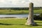 High North Cross and river shannon. Clonmacnoise. Ireland