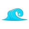 High ocean wave icon, cartoon style