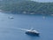 High panoramic view of luxury yachts around Otok Lokrum island near Dubrovnik