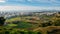 High perspective view of Greater Lisbon from Miradouro Aldeia dos Capuchos in Costa de Caparica