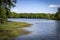 High Point City Lake Park with green trees and a clear blue skies