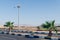 High poles with lanterns on top, street lamp along the road in Egypt, Sharm El Sheikh
