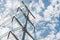 High power Utility Pole against Blue Sky