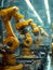 High Precision Automated Robotic Arms in Action on Assembly Line in a Modern Manufacturing Plant