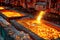 High-precision Industrial Steel Forging Process with Glowing Molten Metal at a Modern Factory