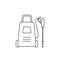 High pressure washer line icon. Disinfection concept. Power cleaner with spray gun. House cleaning tool.