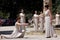 High Priestess, the Olympic flame during the Torch lighting ceremony of the Olympic Games in London in 2012 at ancient Olympia