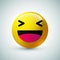 High quality 3d vector round yellow cartoon bubble emoticons for social media chat comment reactions, icon template face laughter