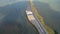 High Quality Aerial Highway Sea from Above. The toll gate of Bali Tollway