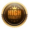 High quality badge glossy brown gold metallic laurel wreath crown 5 stars round logo vintage