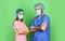 High quality care. nurse and doctor wear respirator mask. surgeon after surgery operation. coronavirus epidemic from
