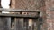 High quality close-up of a suspicious man peeking out wooden fence, man watching neighbours. Handsome spy