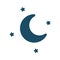 High quality dark blue crescent moon and stars icon