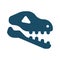 High quality dark blue dinosaur skull, fossil icon