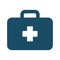 High quality dark blue first aid kit icon