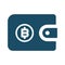 High quality dark blue flat bitcoin wallet icon