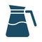 High quality dark blue flat filter coffee pot icon