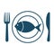 High quality dark blue flat fish plate icon