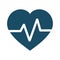 High quality dark blue flat heart beat, beat per minute, pulse icon