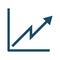 High quality dark blue flat increasing arrow graph icon