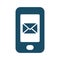 High quality dark blue flat message on smart phone screen icon