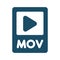 High quality dark blue flat mov video file extension icon