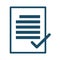 High quality dark blue flat signed document icon