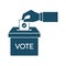 High quality dark blue flat voting for presidential election icon