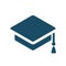 High quality dark blue graduation academic cap icon