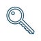 High quality dark blue outlined door key icon