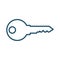 High quality dark blue outlined door key icon