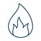 High quality dark blue outlined flame, fire, blaze icon