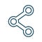High quality dark blue outlined link, chain, connection, share icon