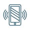 High quality dark blue outlined ringing cellphone vibration icon