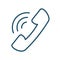 High quality dark blue outlined ringing phone vibration icon. Pictogram, icon set, illustration. Useful for web site, banner,