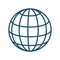 High quality dark blue outlined world, globe network icon