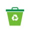 High quality green flat trash can, waste bin, garbage icon