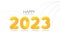 High Quality Happy New Year 2023 golden 3d fur text. background. logo