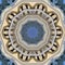 High quality kaleidoscope effect from photo of white house and clear blue sky creates effect of mandala like circle