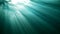 High quality Looping animation of ocean waves from realistic underwater. Light rays shining through