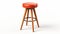 High Quality Orange Leather Stool Model In Realistic 3d Rendering