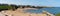 High quality panoramic view of Cullercoats Bay, Cullercoats, North Tyneside, UK,  in summertime