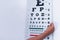 High quality photography. Chart or Snellen panel for vision. Eye chart with red and green lines. Vision test sheet