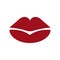 High quality red flat kiss lipstick mark icon