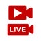 High quality red flat live broadcast icon
