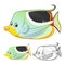 High Quality Saddle Butterflyfish Cartoon Character Include Flat Design and Line Art Version