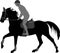 High quality silhouette of young man riding horse