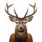 High Quality Stags Head Portrait On White Background