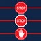 High quality Stop Sign symbol icon. Warning danger symbol prohibiting sign on background vector