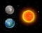 High quality sun planet galaxy astronomy earth science globe orbit star vector illustration.